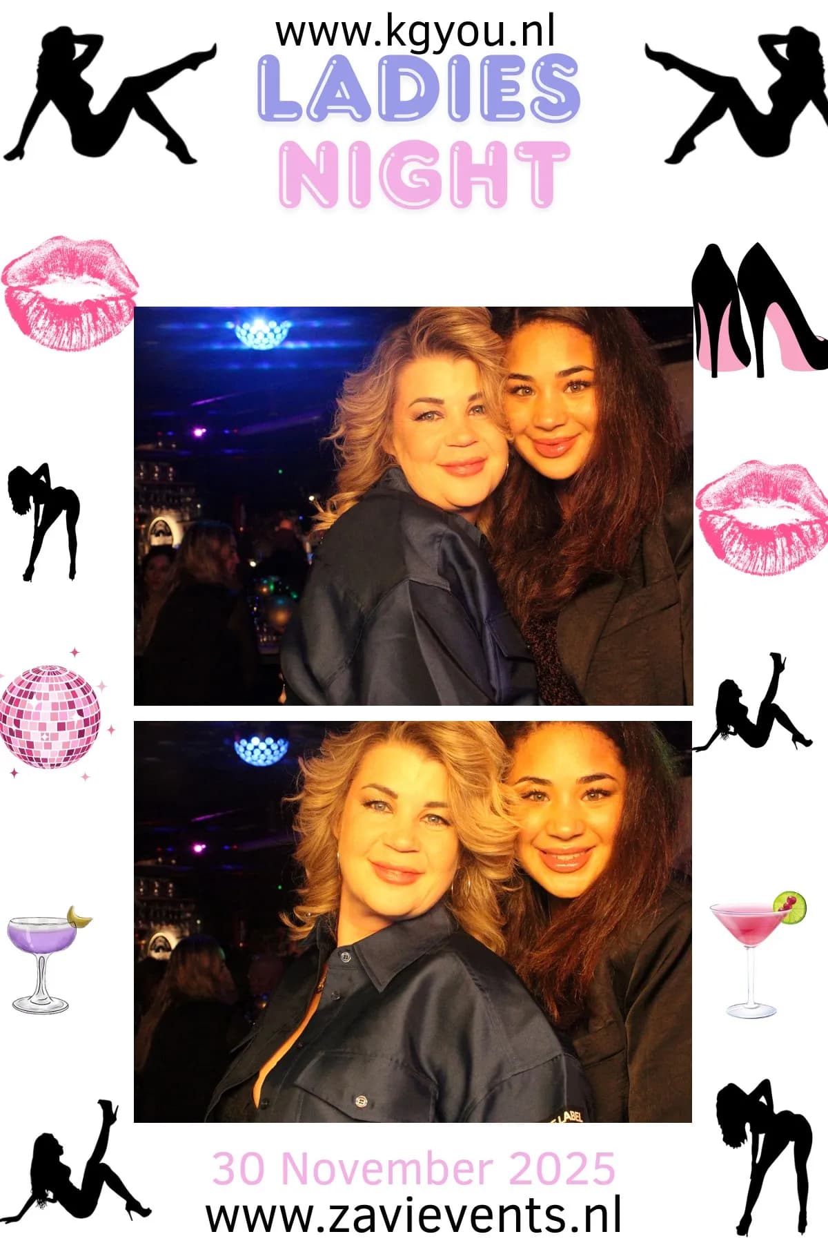 Vriendinnen poseren in photobooth op ladies night Zavi Events